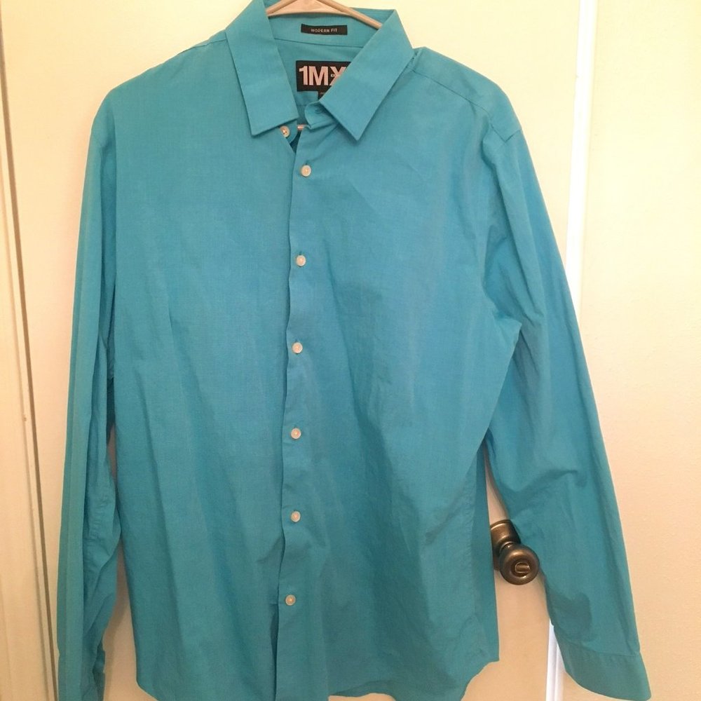 Light Blue 1MX Express Modern Fit Dress Shirt